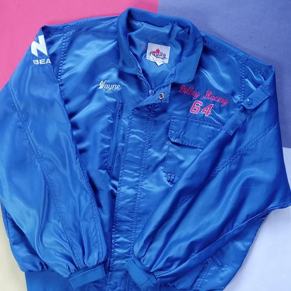 Vintage 90s Pit Crew Dilly Racing 64 NTN Bearings Sport Jacket