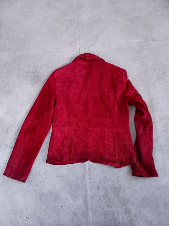 ANN TAYLOR Red Suede Button-Front Women's Jacket