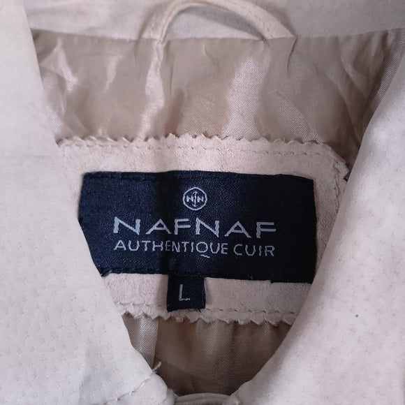 Women’s Beige Suede Trucker Jacket - NAF NAF