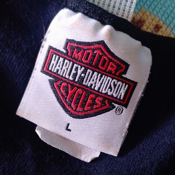 Vintage 2002 Harley-Davidson Black Camisole Spaghetti Strap Orange Detail