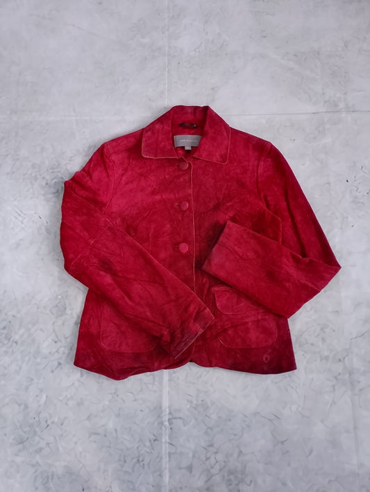 ANN TAYLOR Red Suede Button-Front Women's Jacket
