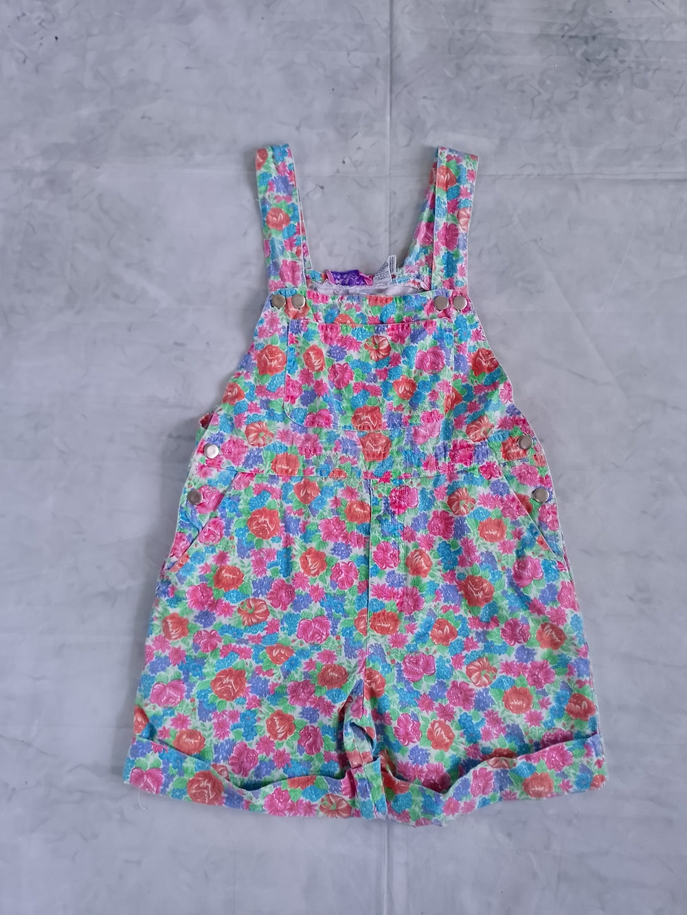 Vintage 90s Floral Print Short Overalls