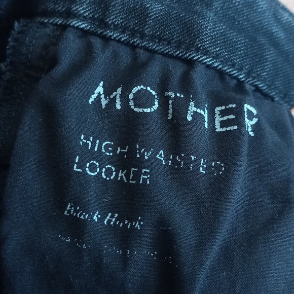 Mother High Waisted Looker Hawk Black Denim Jeans