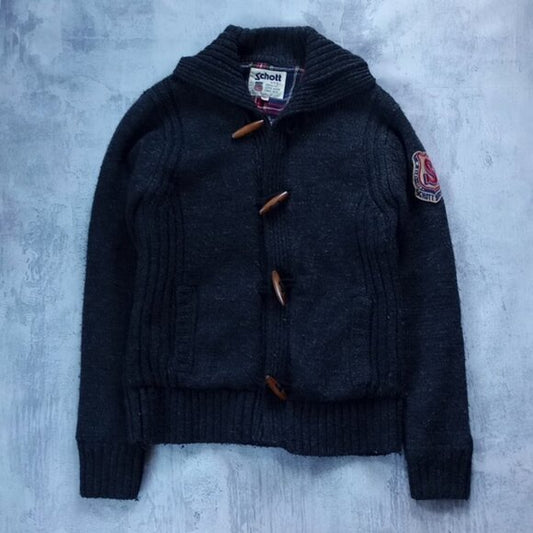 Vintage 1990s Schott Knit Wool Sweater Zip Up