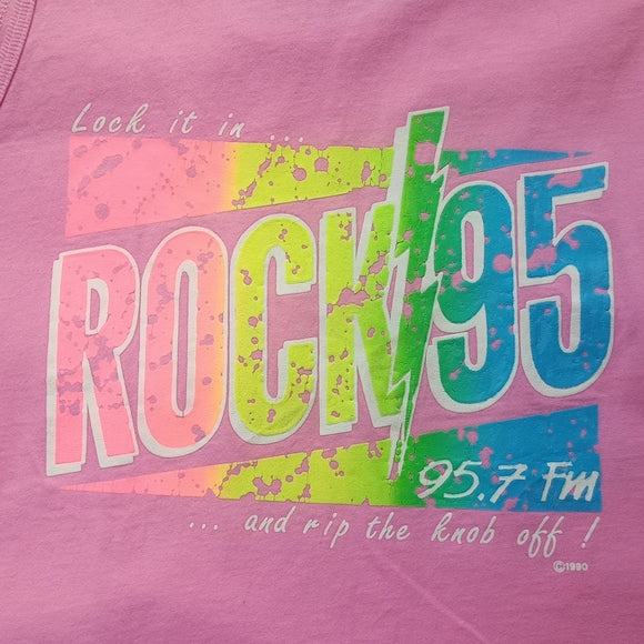 Vintage 1990 Rock 95.7 FM Molson Canadian Beach Single Stitch Muscle Shirt