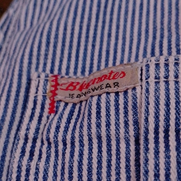 Vintage 1996 Bluenotes Train Conductor Railroad Striped Demim Overalls Workwear