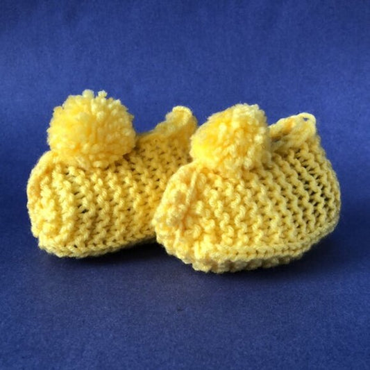 NWT Vintage Handmade Knitted Sunshine Yellow Children’s Slipper Booties