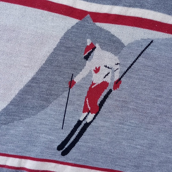 Vintage Skiing Man on Mountain Sweater With Hood UNISEX