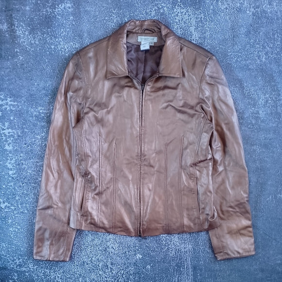 VINTAGE '90s GOLDEN BRONZE LEATHER JACKET Coldwater Creek