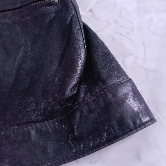 Vintage LIPTONS Black Leather Long Utility Vest Dress – Zipper Closure