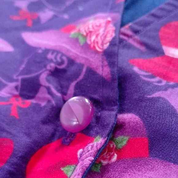 Vintage 90s Vibrant Purple and Red Floral Vest