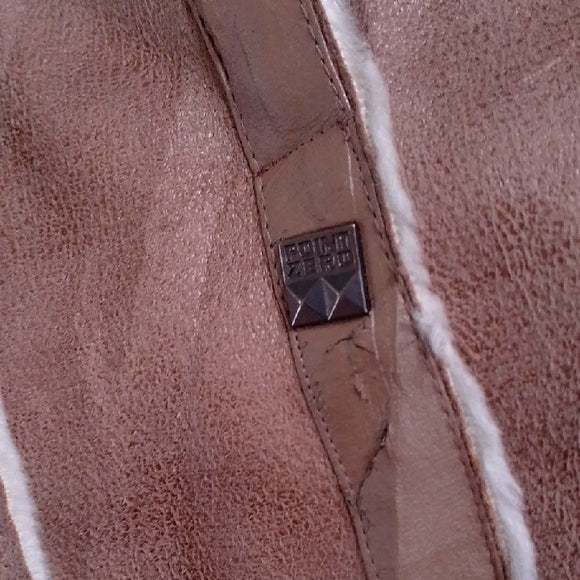 Women's Tan Jacket with Cream Accents Point Zero Nicole Benisti
