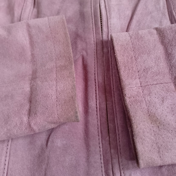 Vintage Le Chateau Pink Suede Zip-Front Jacket Motorcycle Jacket
