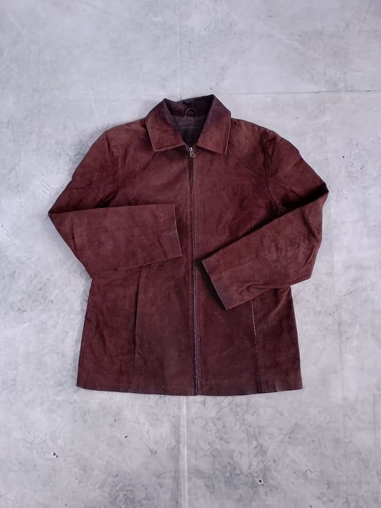 Vintage DULONG Suede Zip-Front Jacket - Brown