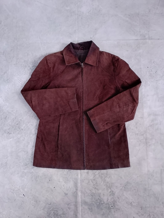 Vintage DULONG Suede Zip-Front Jacket - Brown