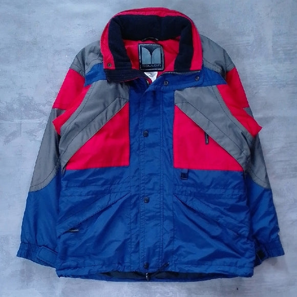 Vintage 90s COULOUR Colourblock SKI Jacket in Red and Blue UNISEX