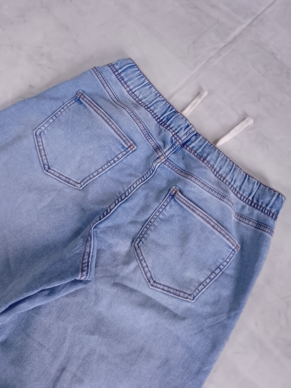 Light Wash Drawstring Wide Leg Jeans