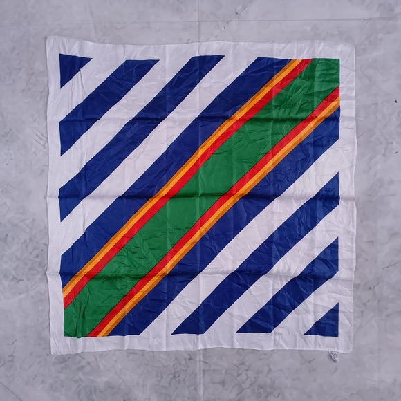 Totes Water-Repellent Striped Rain Scarf Blue & Green 26” Made in Japan