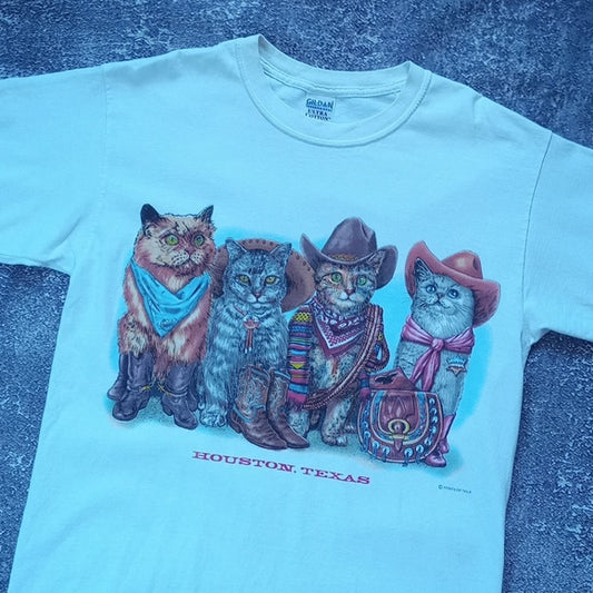 Cowboy Cats Houston Texas Prints Of Tails T-Shirt