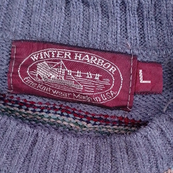 Vintage 80s Winter Harbour Blue Striped Sweater Wintuk Orlon