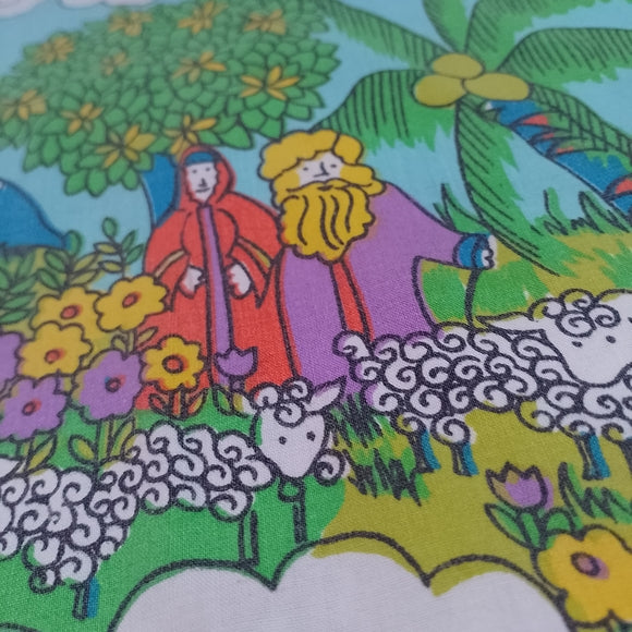 Vintage 1960-70  Noah's Ark Themed Sears FULL Flat Sheet