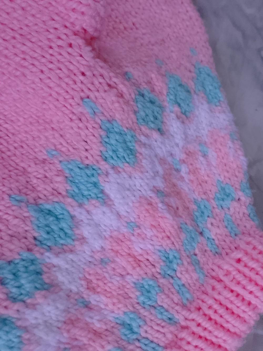 Vintage Pink Fair Isle Yoke Knit Sweater