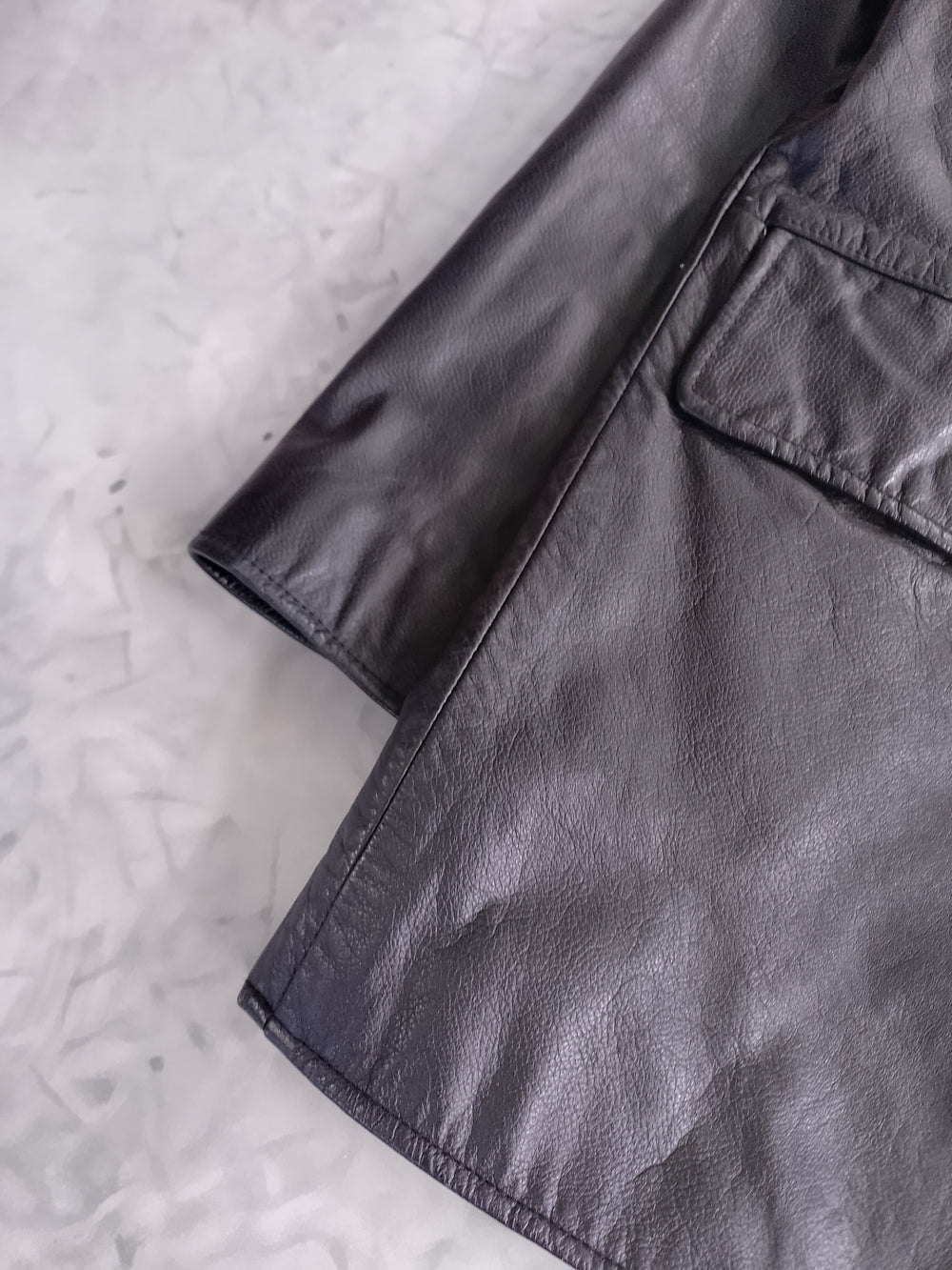 Vintage 90s Men's Black Leather Button-Front Jacket UNISEX R&R