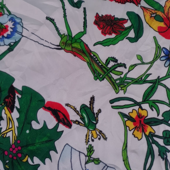 Floral Print Scarf with Black Border