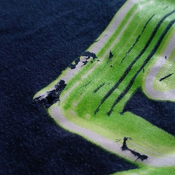 Nike JUST DO IT Dark Blue Tee with Neon Green Graphic