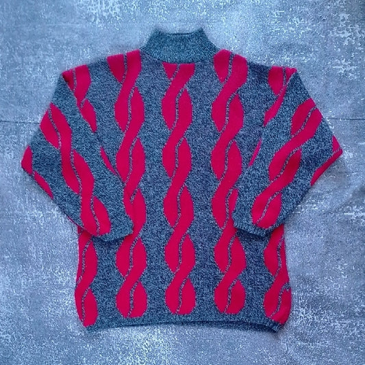 VINTAGE 90s Funky Pattern Turtle Neck Sweater