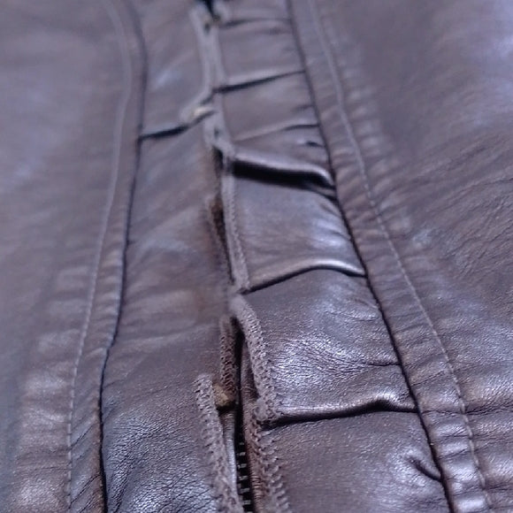 CLEO Women's Metallic Gray Faux Leather Jacket