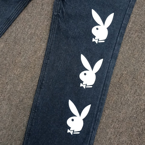 Playboy Bunny Wide Legs Beggy Denim Jeans Y2K