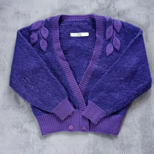 Vintage Leaves Purple Cardigan Sweater