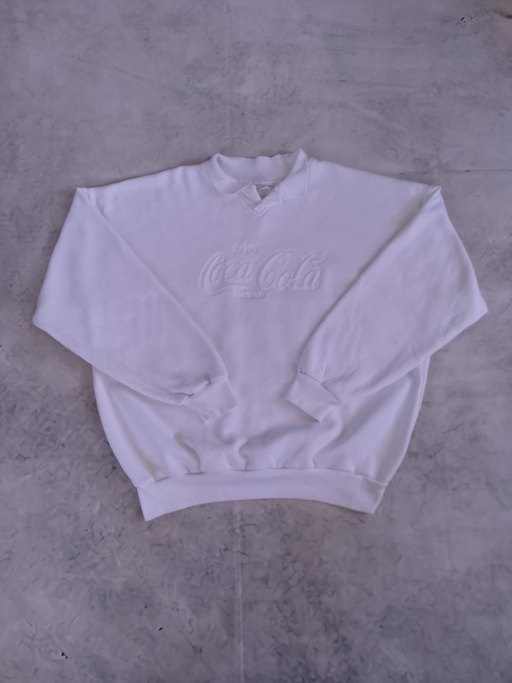 VINTAGE Coca Cola White Embroidered Logo Sweater UNISEX