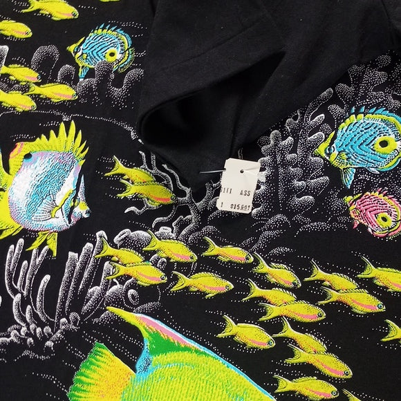 Vintage 1990s Coral Reef St.Petersburg Florida Big Print All Over T-Shirt Unisex