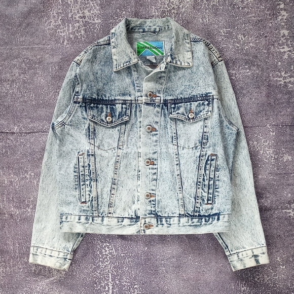 Vintage 1980s Acid Wash Denim Jacket UNISEX EXPRESSIONS UNISEX