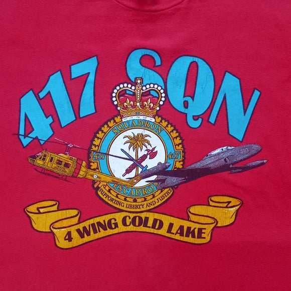 Vintage 90s War Planes 417 SQN 4 Wings Gold Lake 417 Single Stitch T-Shirt
