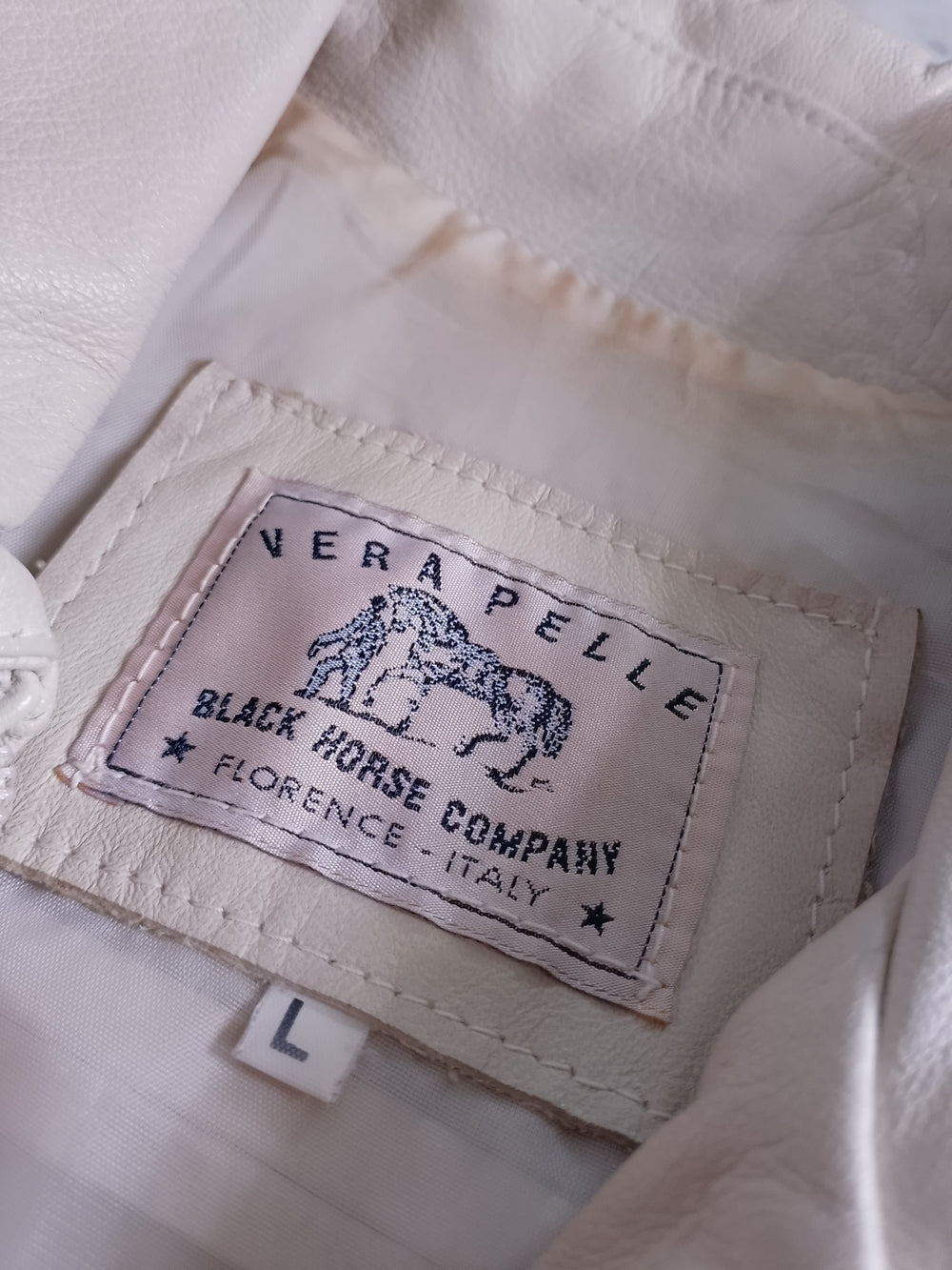 Women's Cream Zip-Front Leather Jacket Vera Pelle