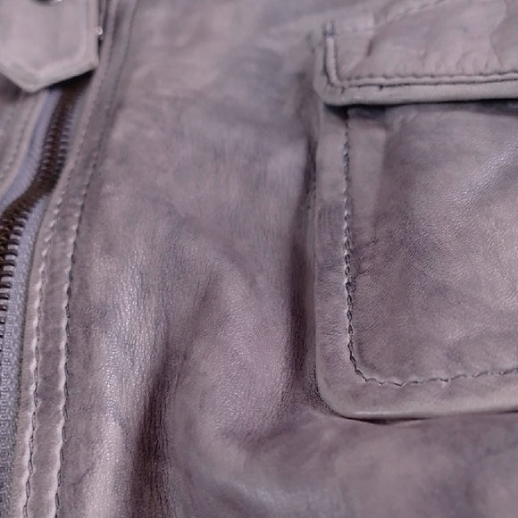 SHEEP NAPPA LEATHER JACKET GREY FAVOURITES YESSICA