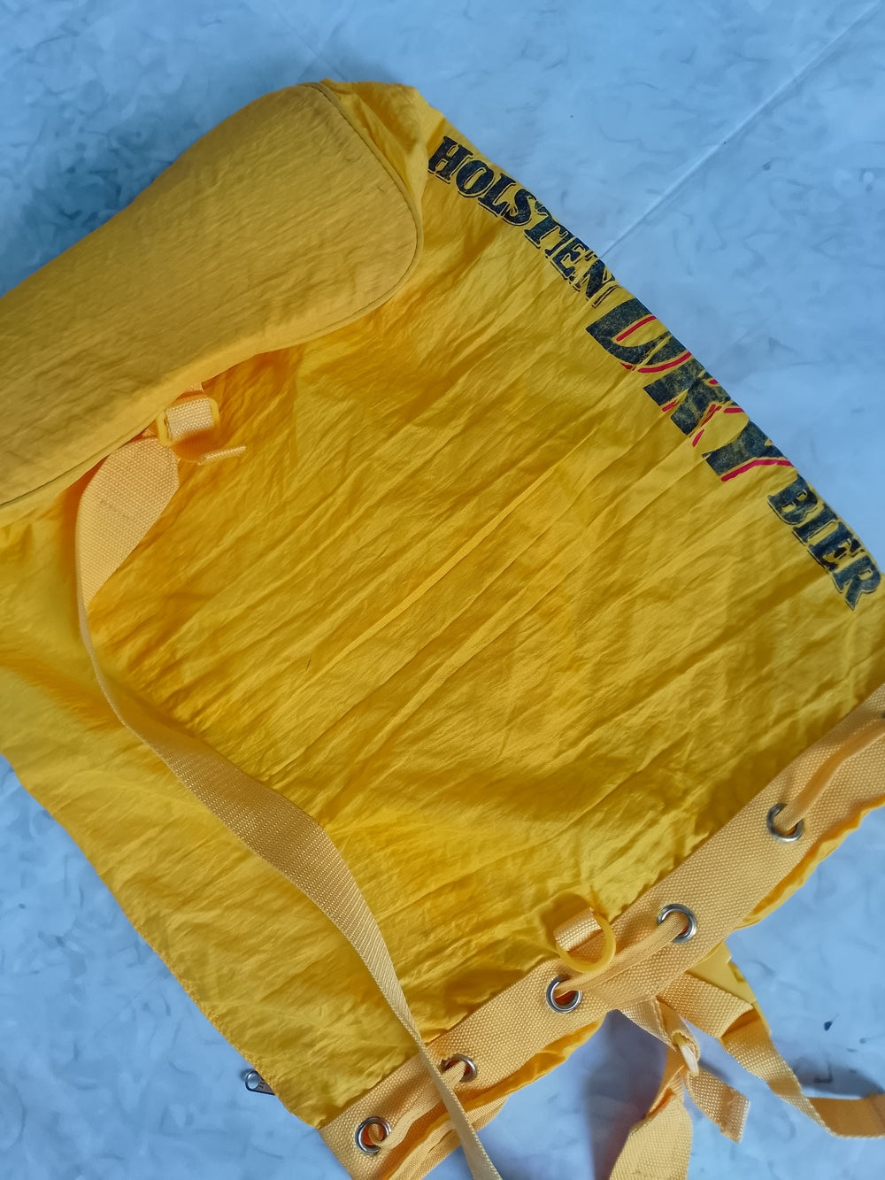 Vintage 90s Holsten Dry Bier Yellow Canvas Tote Bag TENNIS RACKET