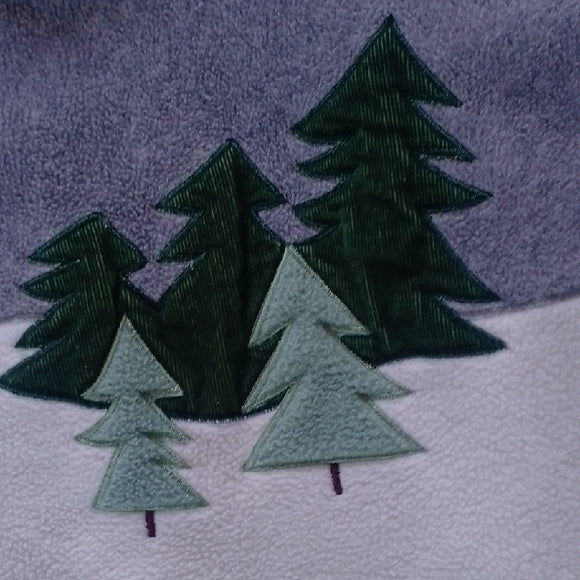 VINTAGE Cottage Winterscape Button Up Jacket Embroidery