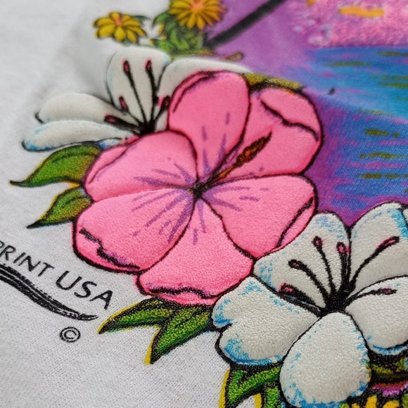 Vintage 90s FLORIDA Waterscape Art Print USA Tank Top 3D Puff