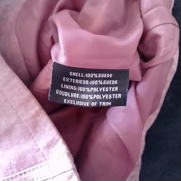 Vintage Le Chateau Pink Suede Zip-Front Jacket Motorcycle Jacket