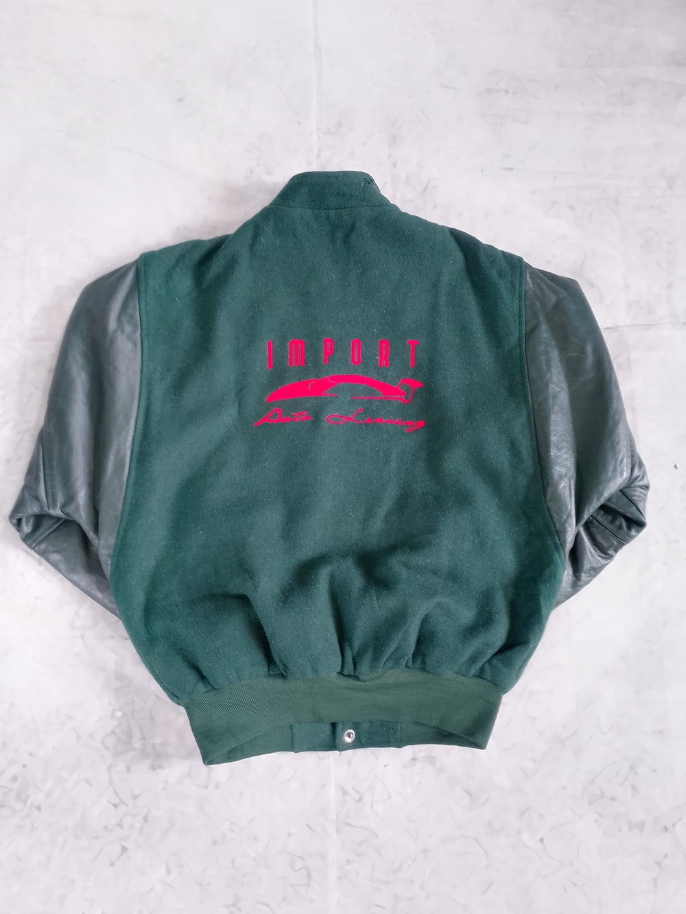 Vintage 1998 Import Auto Leasing Wool & Leather Jacket