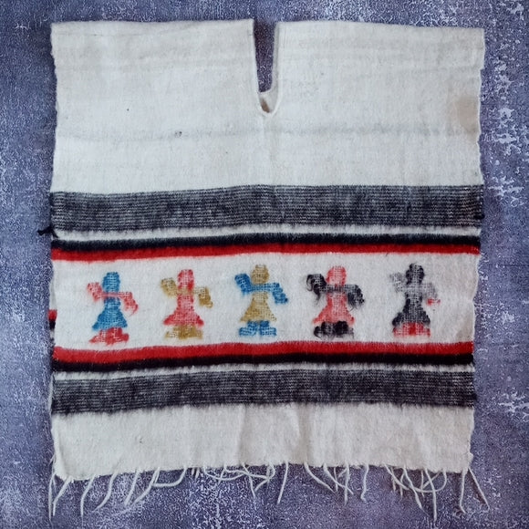 Vintage 1960s Mexican Rug Knit Poncho South Western Style Rug Poncho