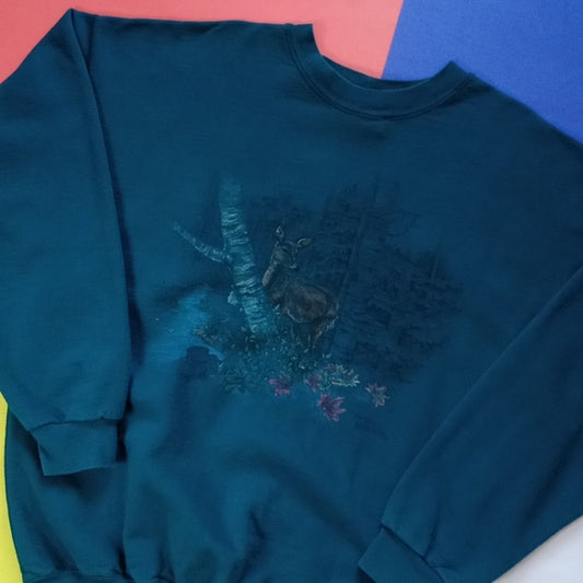 Vintage 90s Doe In The Woods Crewneck Sweater