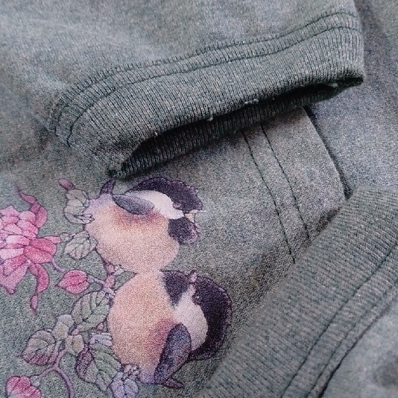 VINTAGE 90s Birds And FLORAL GRAPHIC Green Embroidered Cardigan