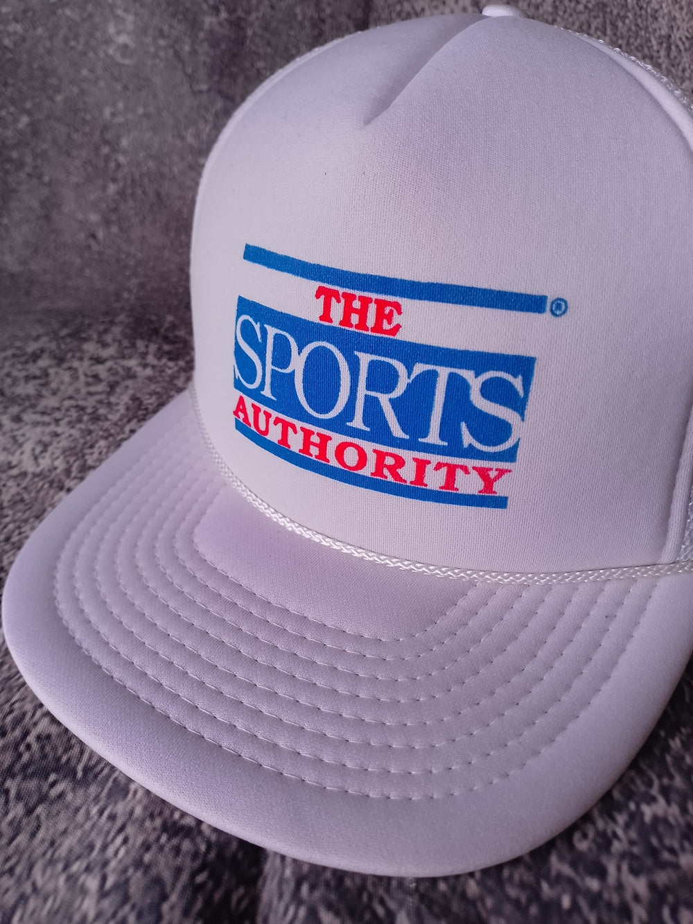 Vintage The Sports Authority White Trucker Hat