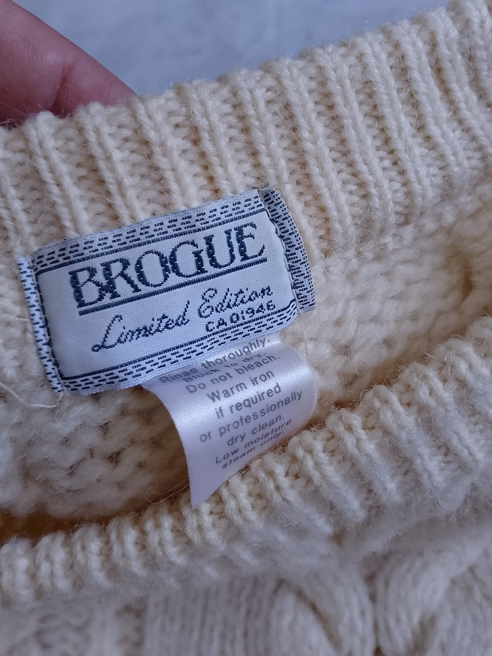 Vintage BROGUE Cream Cable Knit Sweater