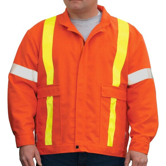 AGO Essential Workwear Denim Orange Jacket With Hoodie ARC/FR #HO-325